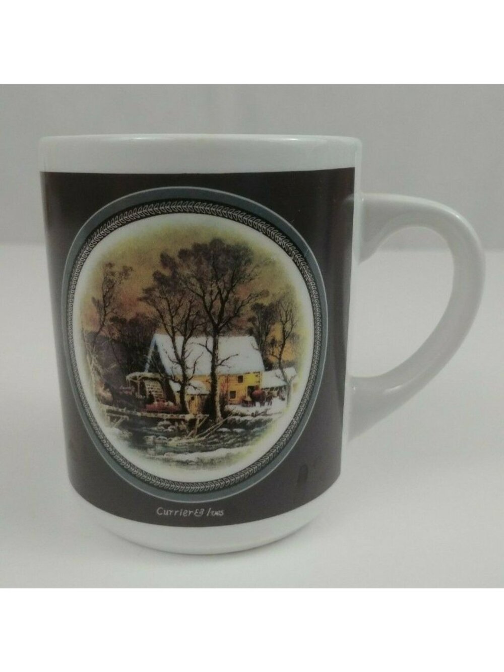 Vintage 1992 Currier & Ives Collectable Winter Scene Coffee Cup